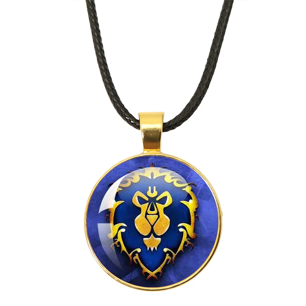 Game World Of Warcraft Hearthstone WOW Leather Rope Golden Necklace Glass Pendant For Women Men Necklace Jewelry