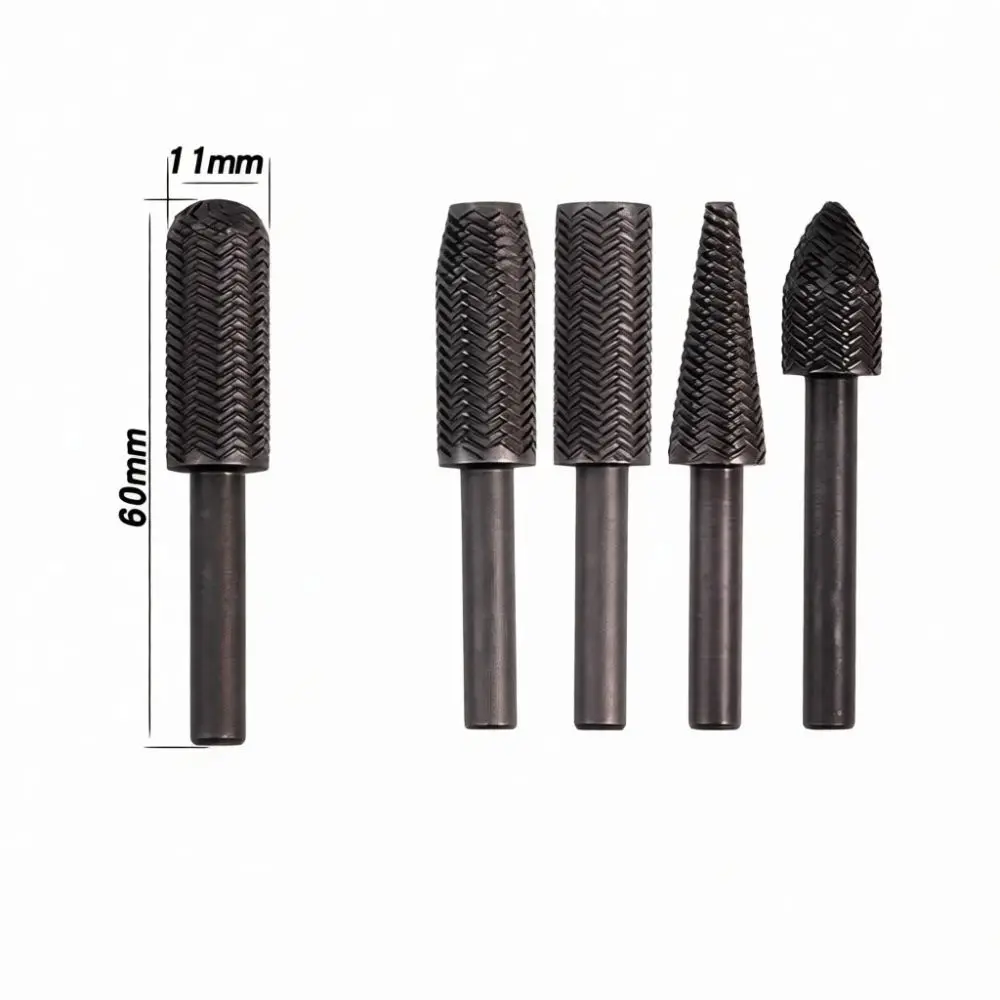 Steel Rotary Burr Bit Cutter For Woodworking Root Carving Grinding Head Milling Drill Accessories Shaping Surface Tool