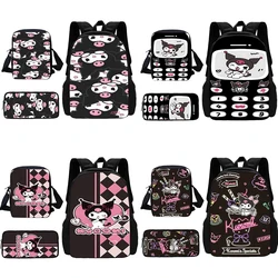 3-teiliges Set Niedlicher Cartoon Kuromi Kind Schulrucksack mit Umhängetasche Bleistiftbeutel Schultaschen für Jungen Mädchen Bestes Geschenk