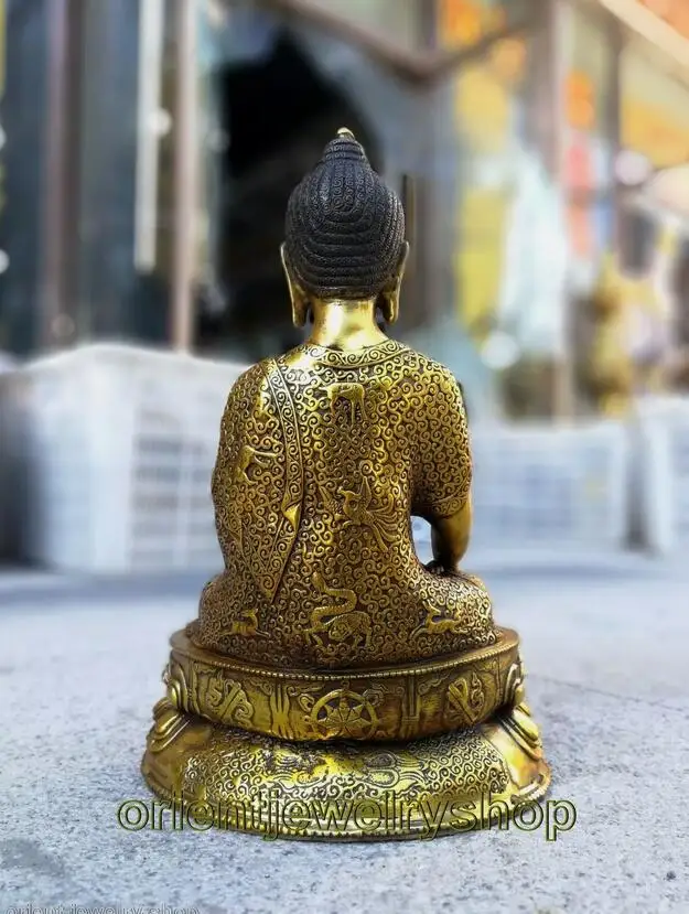 Tibet prayer buddhist Ancient Bronze gilding Buddha Old carved Hand Made Statue