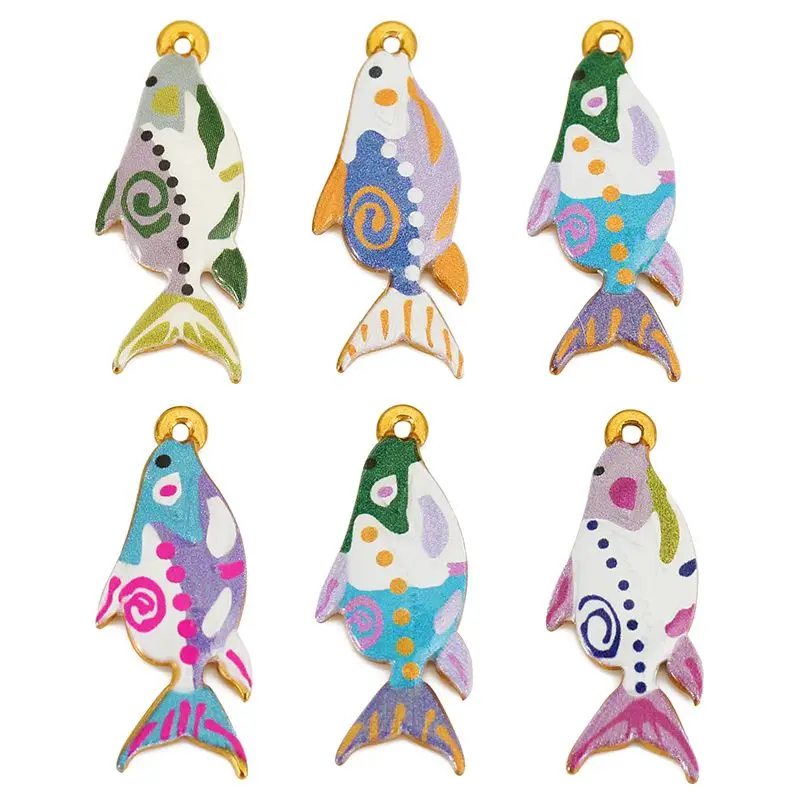 

3pcs Stainless Steel Enamel Colorful Shark Charms for DIY Bracelets Necklace Jewelry Making Ink Painted Fish Pendant Accessorie