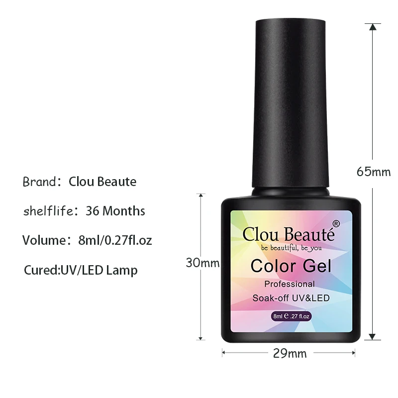 Clou Beaute 30 Colors 8ml Vernis Semi Permanent Nail Art Manicure Soak Off LED UV Gel Pink Nude Nail Varnishes