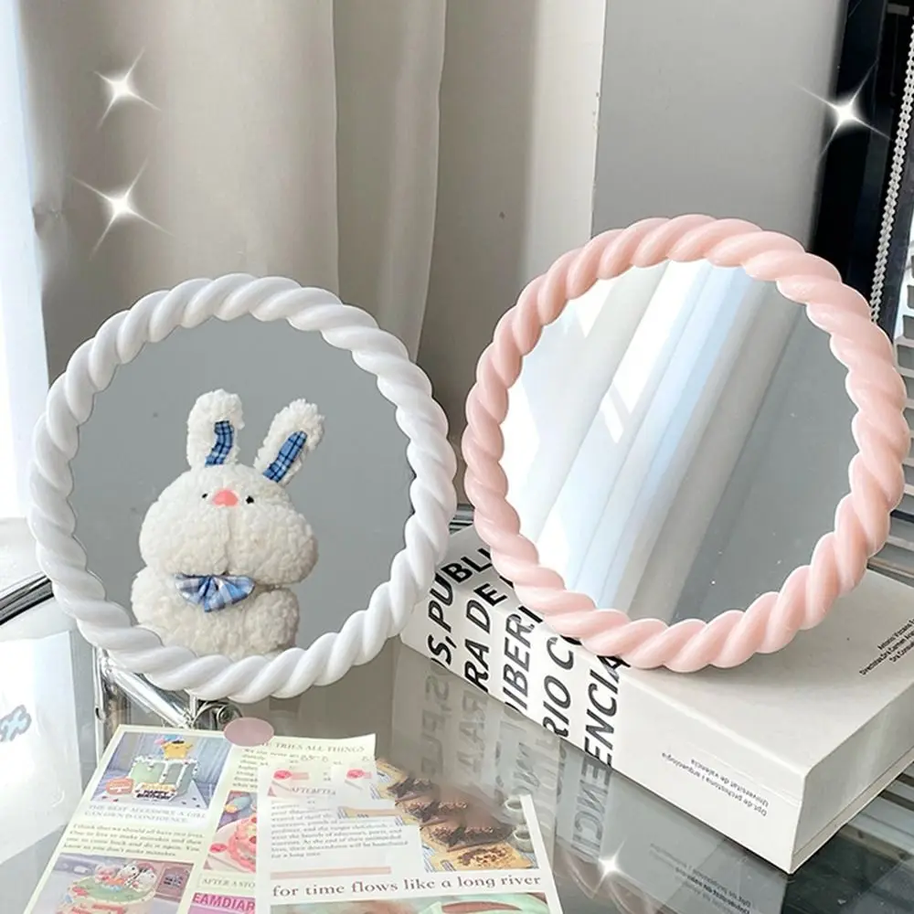 Creative Cartoon Makeup Mirror Square Round Dressing Table Mirror High Appearance Wall Hanging Folding Princess Mirror Bedroom