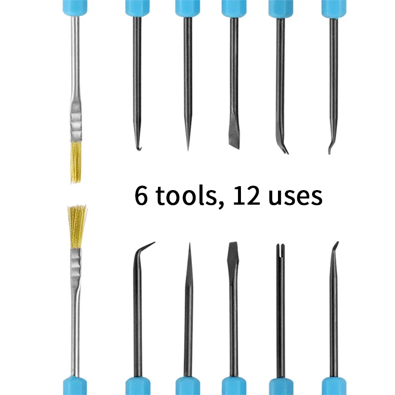 Juego de herramientas de reparación de limpieza de PCB, herramientas de ayuda para desoldar para placas de circuito, 6 uds.