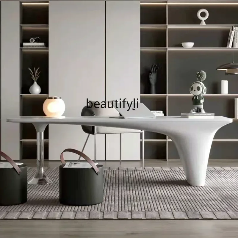 

cqyDesk Italian minimalist writing desk metal boss table study room