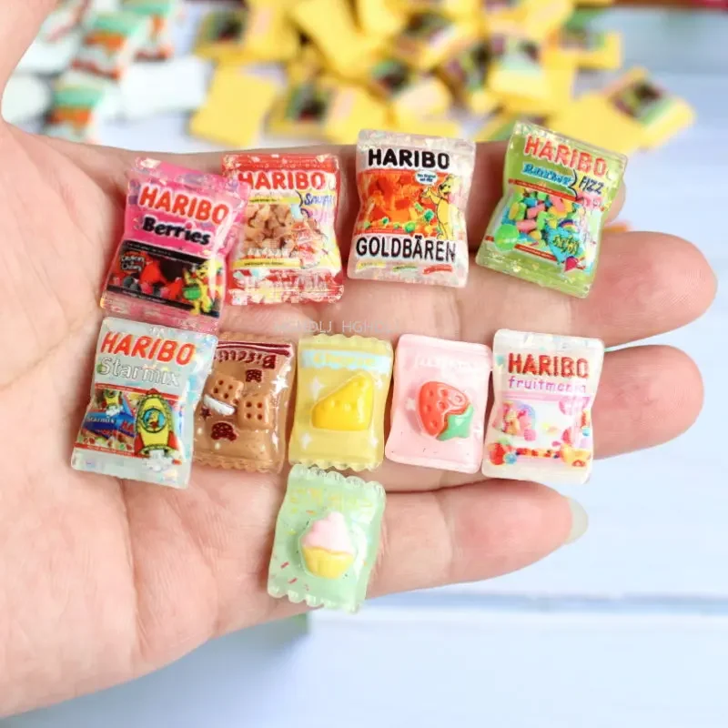 10pcs Mini Resin Candy Charms Cute Candy Pendants Flat Back Cabochon Craft DIY Jewelry Making for Bracelet Earrings Necklace