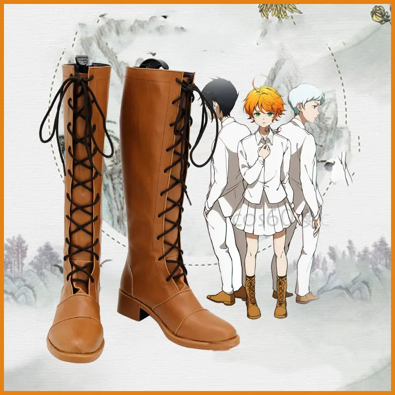 The Promised Neverland Emma Cosplay PU Boots High Heel Shoes Halloween Cosplay Prop Adult Shoes