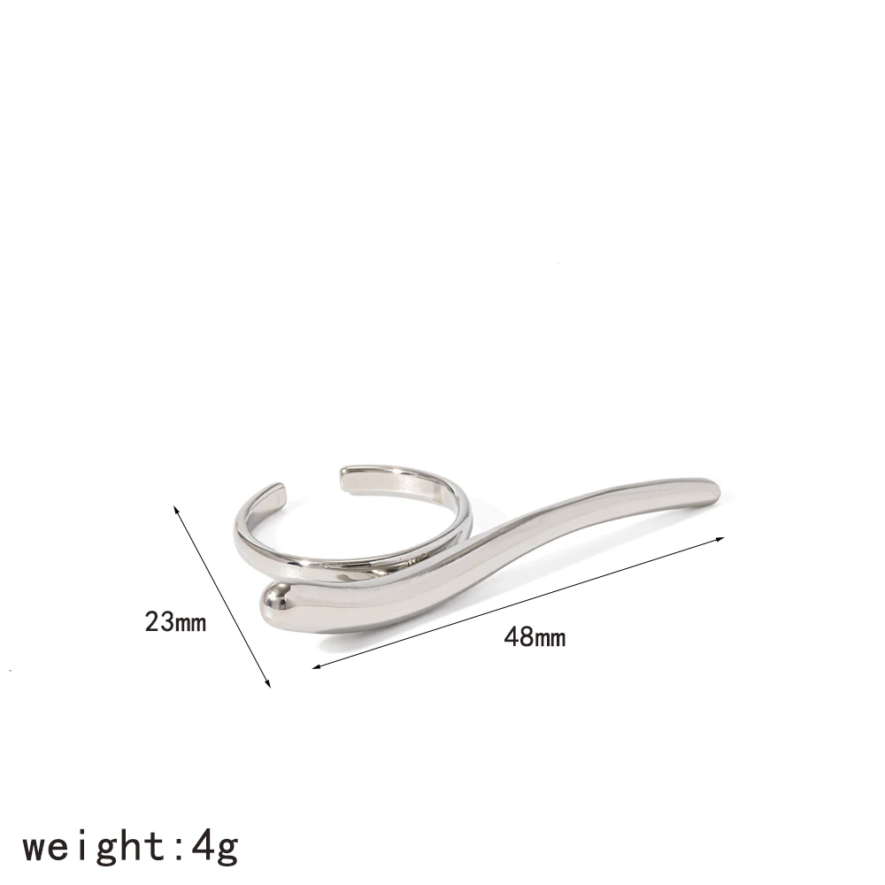 TD Minimalistischer Offener Ring aus Edelstahl, 18K PVD-Beschichtung, Wasserdichter Alltagsschmuck für Damen, Linien-Design – Detail 7
