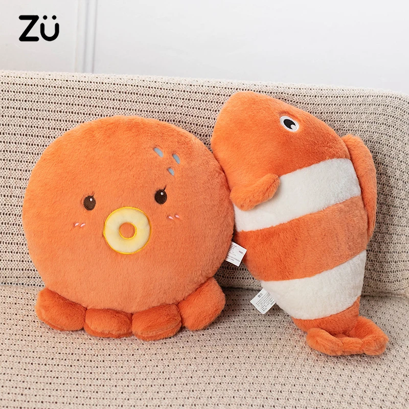 Under Sea Theme Room Decor Pillow Cushions Cute Seal Octopus Clownfish Soft Toy Orange Plush Pillows