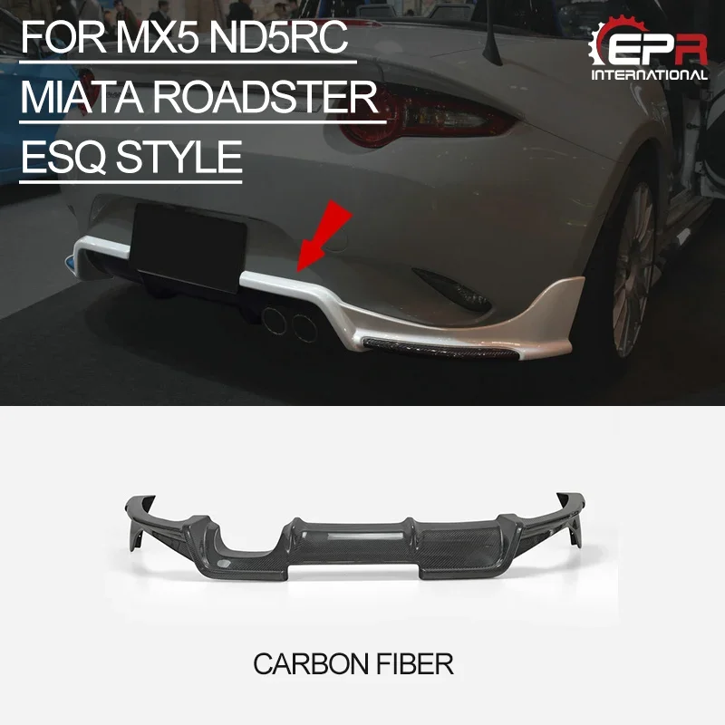 Carbon Fiber Rear Lip For Mazda MX5 ND5RC Miata Roadster ESQ Style Car-styling Glossy Finish Bumper Splitter ND Tuning Part Trim