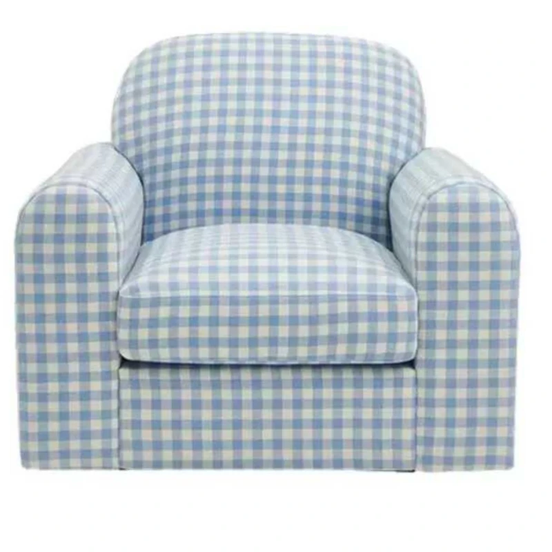 

Sofa cream blue and white plaid shop photography small square single pastoral Nordic French