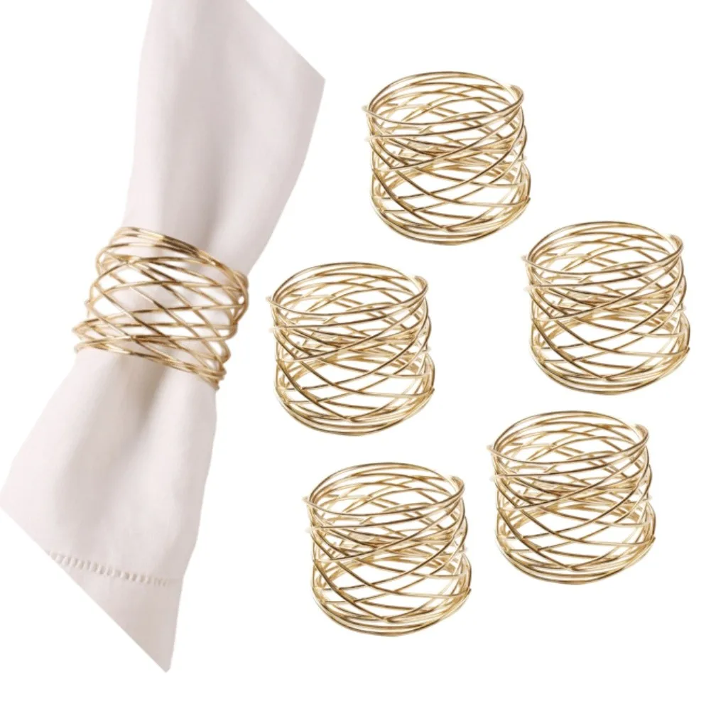Napkin Rings Gold Plated Iron Set of 6/24 for Wedding Reception Dinner Party Table Decoration Compact 5.2x5.2x3.9 cm