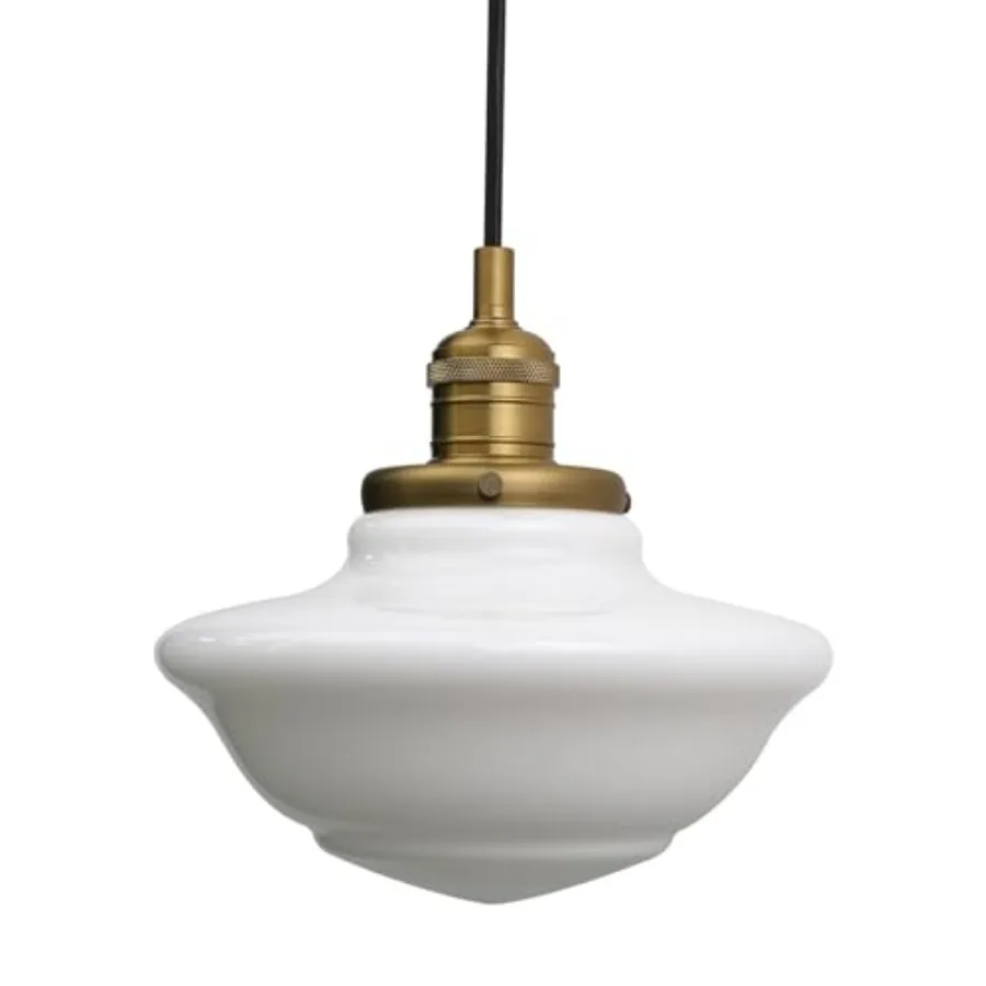 

Modern Pendant Light with Milk White Glass Vintage Ceiling Pendant Lighting Adjustable Textile Cord Frosted Ceiling Fixture Lam