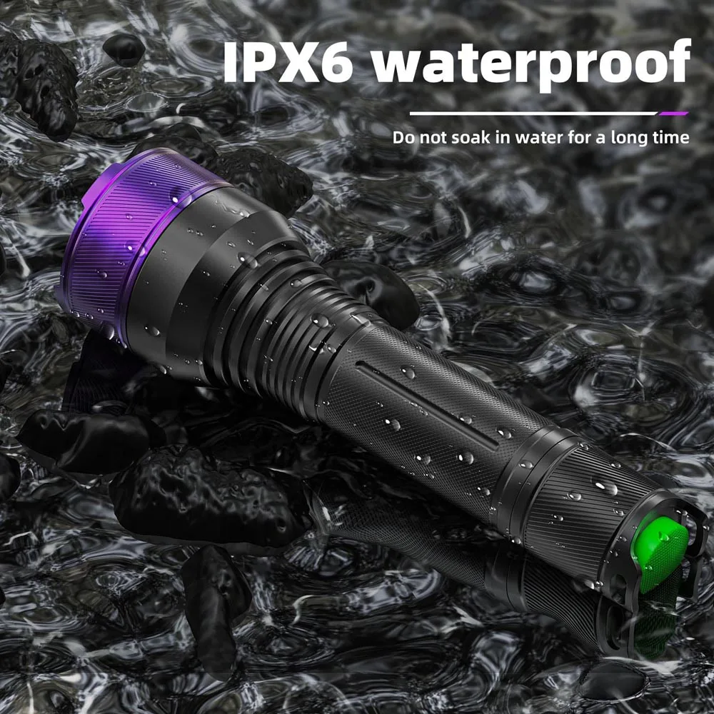 Powerful 40W 4-core 365NM UV Flashlight High Power Black Mirror Purple Light Detection Torch 21700 Rechargeable Check Lamp