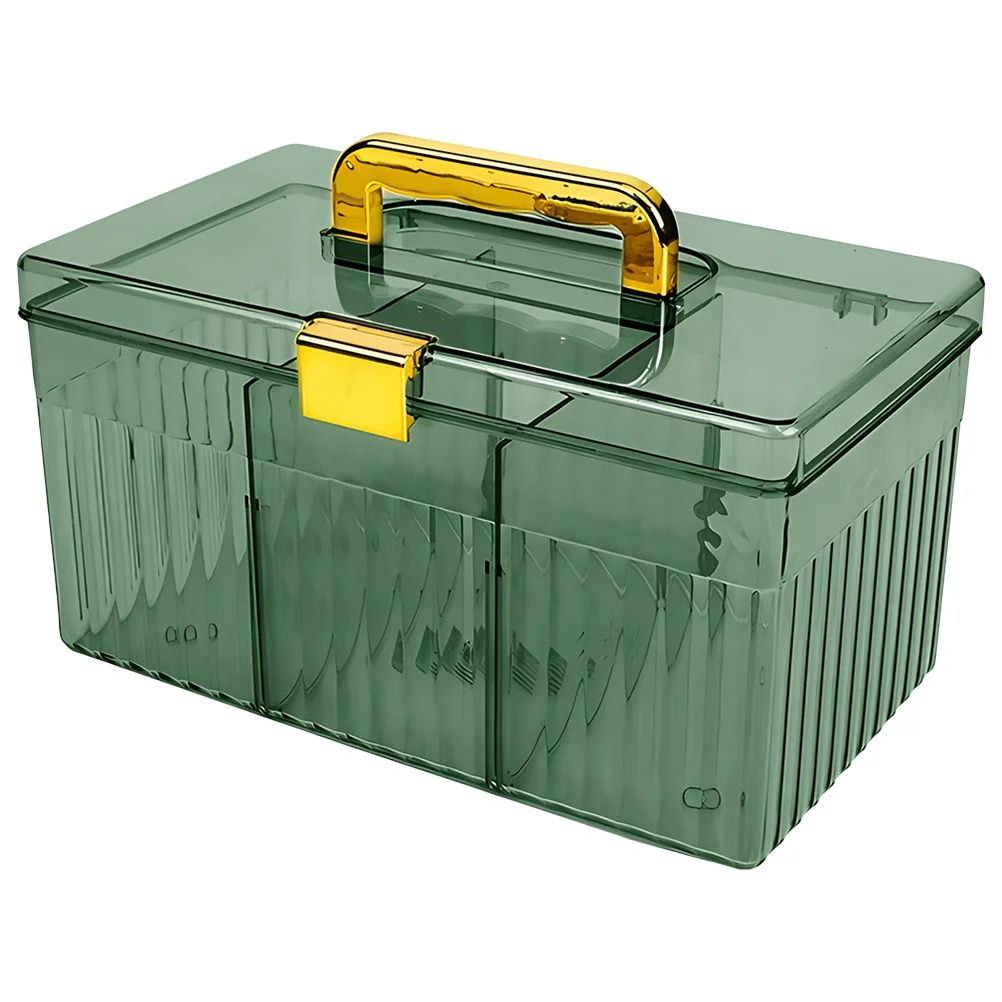 صندوق منظم أدوية بلاستيكي بسعة كبيرة، مقبض محمول، حقيبة تخزين للإسعافات الأولية في حالات الطوارئ، حقيبة سفر طبية