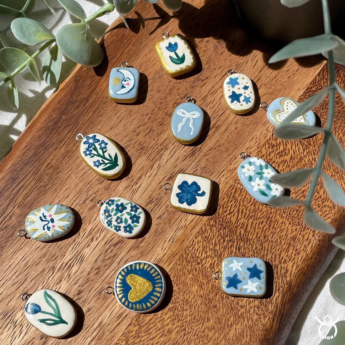 2026 New Ceramic Handmade DIY Hand-Drawn Book Paint INS Metal Copper Necklace Drop Jewelry Making Charm Pendant Accessories