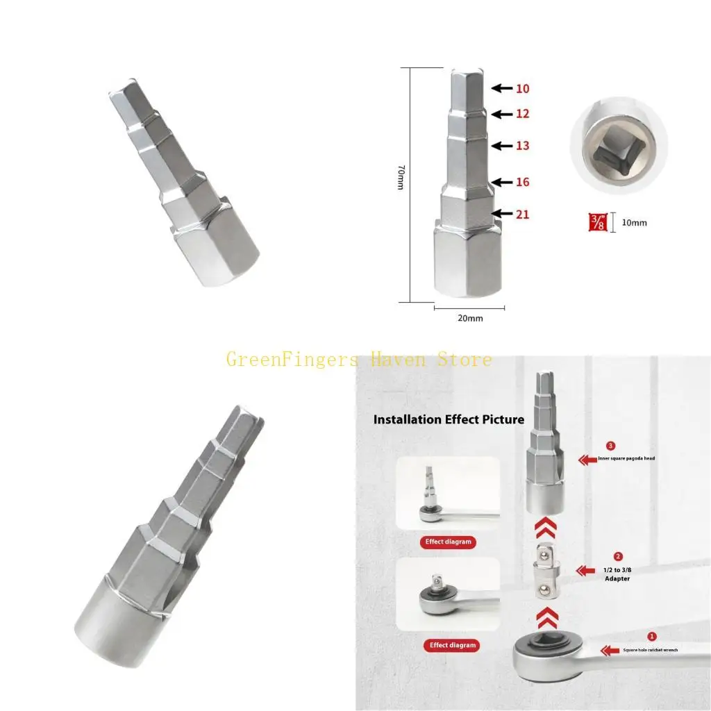 F68D 5-Stage Inside Four Direction Radiators Spud Wrench Head For Appliance Repair