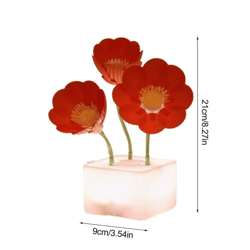 침실에 대 한 꽃 램프 머리맡 밤 빛 디 밍이 가능한 책상 램프 홈 장식 어린이 방 거실에 대 한 무선 램프