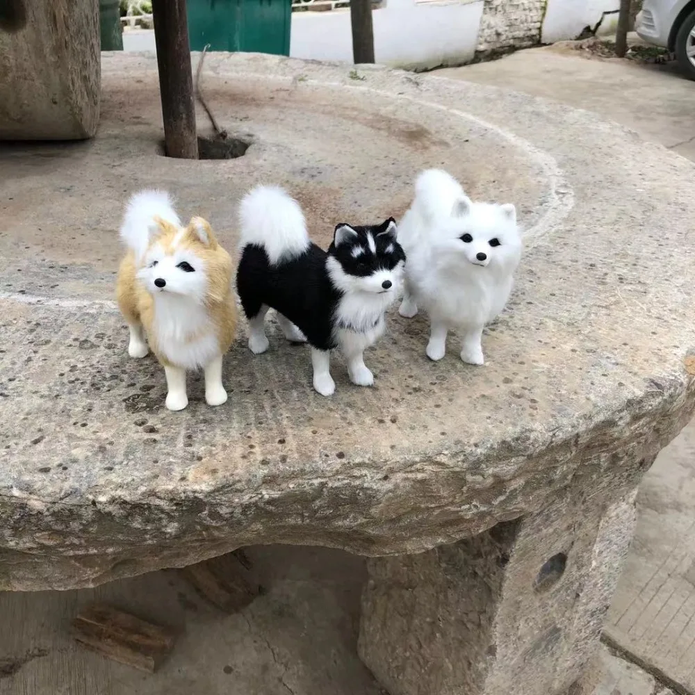 Mainan hewan lucu Husky mewah Model anjing boneka anjing simulasi seperti hidup dekorasi lembut mainan anjing seperti hidup hadiah ulang tahun