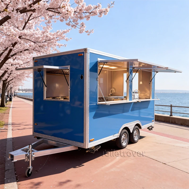 

Mobile Electric Food Truck Hot Dog Pizza Tacos Roasted Chicken Hamburgers World Food Trailer with Gas Oven Fryers Stove Grill