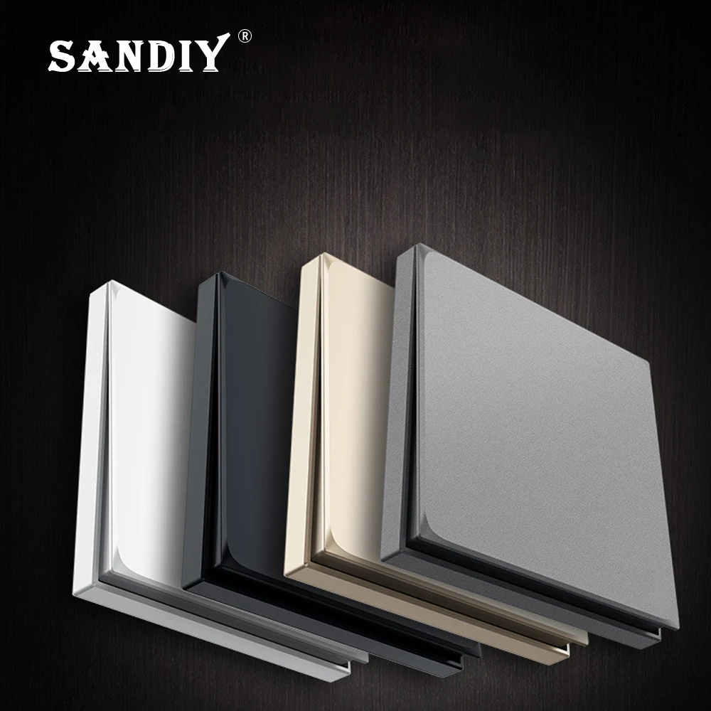 SANDIY Wall Switch 16a 220v On / Off Power Lamp 1/2/3/4 Gang 1/2 Way 86*86 Eu Us Standard Control Light Accessory Black Panel