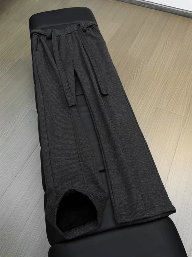 

Cleanfit High Waist Corduroy Pants Men's Autumn Winter Fce Lined Draped Micro Flare Casual Long Trousers Bla