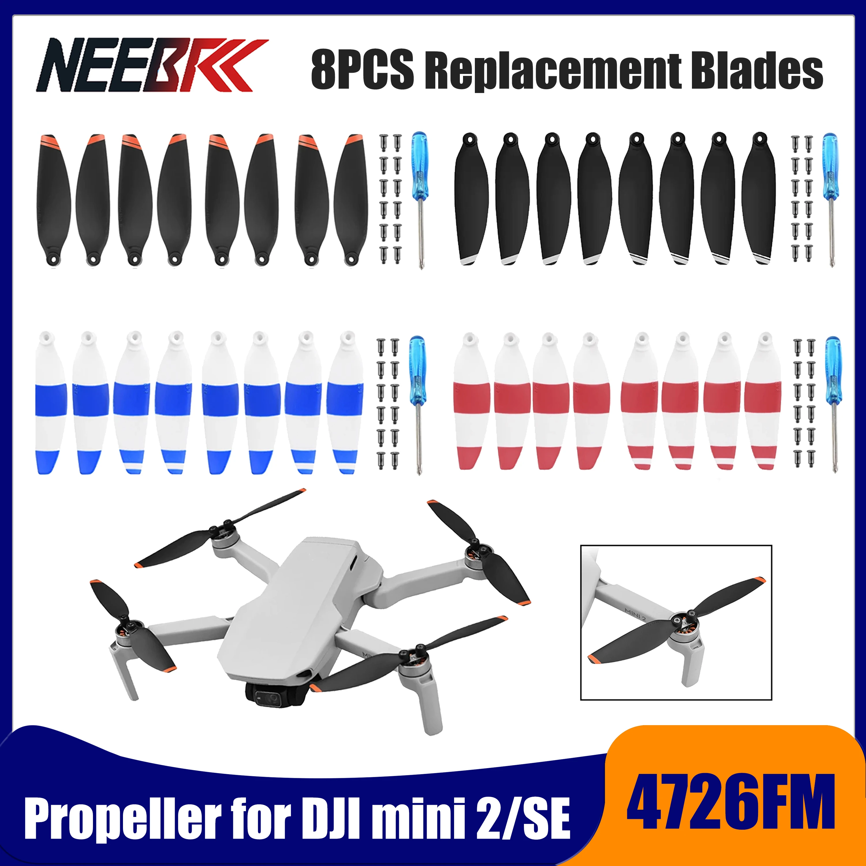 8PCS 4726FM Replacement Drone Propellers Blade Low Noise Light Weight Wing Fans Spare Suitable for DJI Mini 2 Drone Accessories