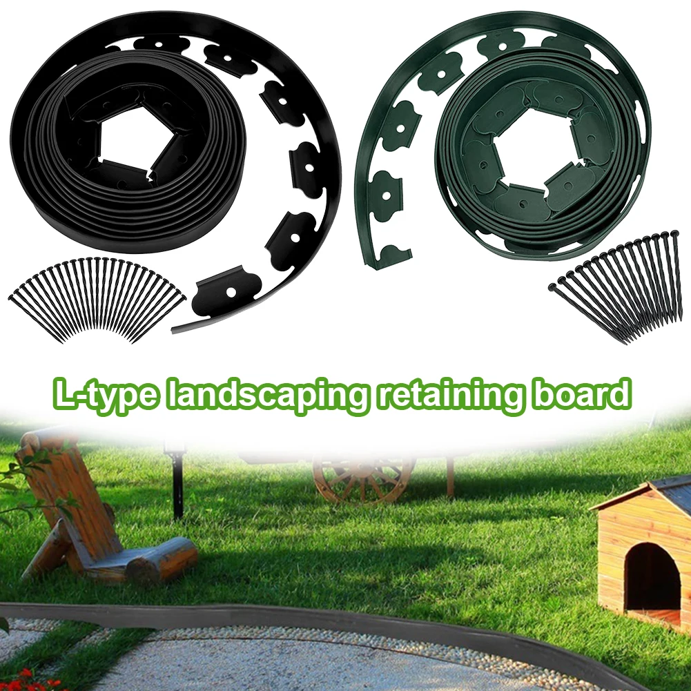 

10M Flexible Lawn Edging Kit with 30Pcs Stakes Plastic Edging Border Landscape Edging Border Kit for Garden Flower Beds and Lawn