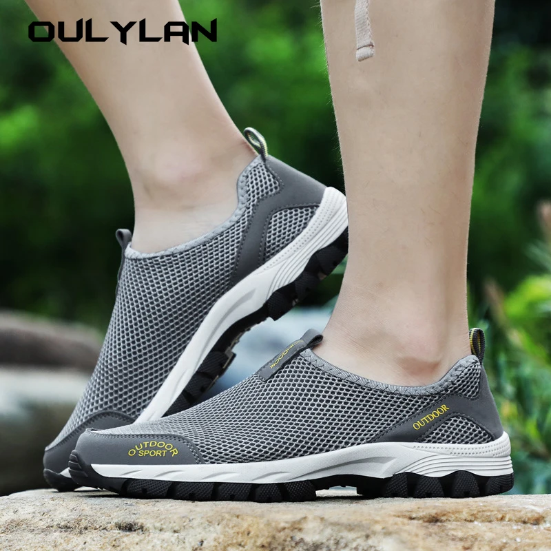 Oulylan Lightweight Men Casual Shoes Breathable Slip on Male Sneakers Anti-slip Men's Flats Outdoor Walking Shoes Size 39-49