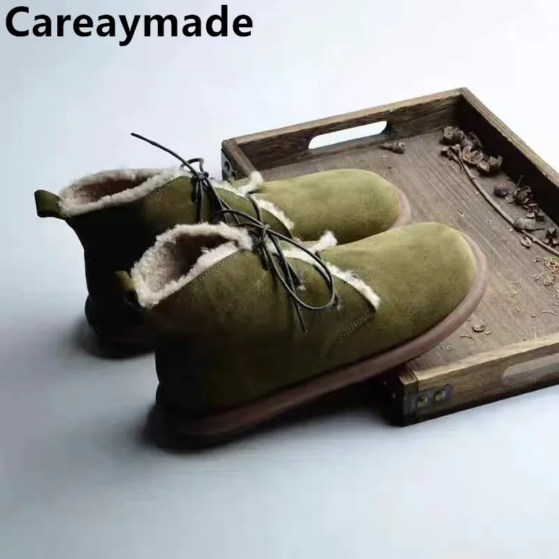 Careaymade-oryginalne skórzane buty, czyste ręcznie robione botki, sztuka retro styl mori girl buty, moda retro japan buty ocieplane, 5 kolorów