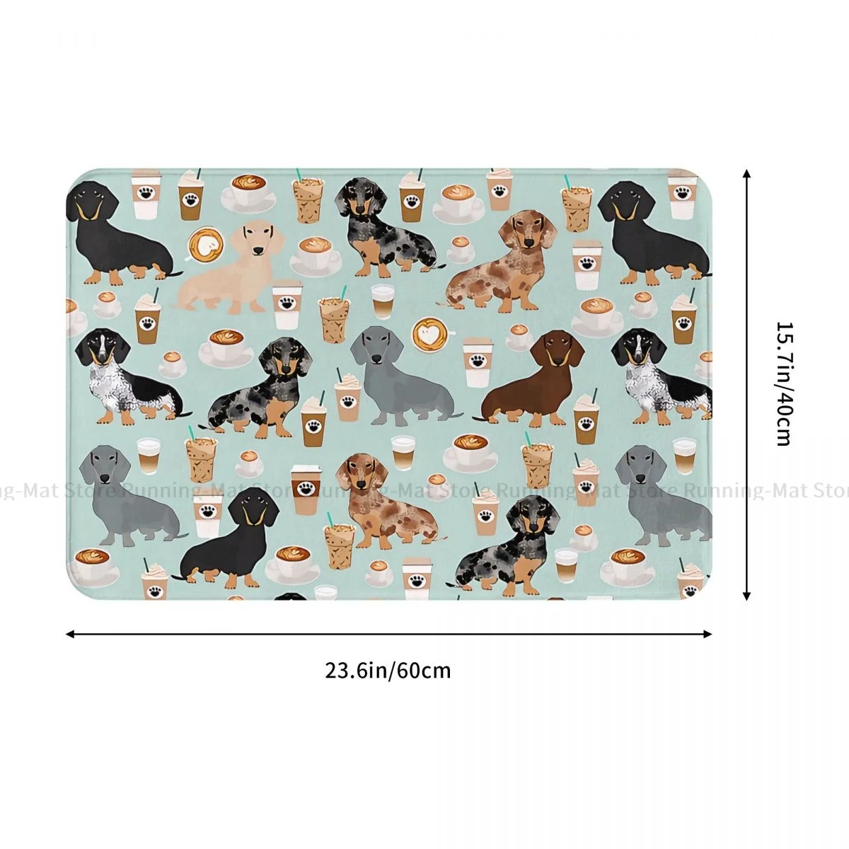 Dachshund Pet Dog Kitchen Non-Slip Carpet Coffee Latte Dachsie Doxie Breed Living Room Mat Welcome Doormat Home Decoration Rug