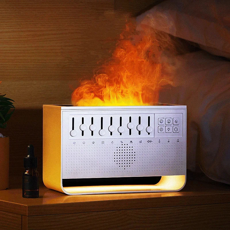 Desktop Flame Diffuser White Noise USB Humidifier Relax 200ml Aroma Diffuser With Night Light Ultrasonic Mist Maker