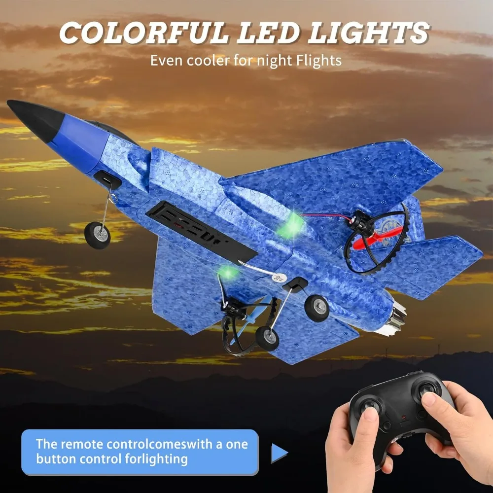 F-35 2CH Fighter RC-Flugzeug – 2,4-GHz-Fernbedienung mit 6-Achsen-Gyro und zwei Batterien für erwachsene Anfänger