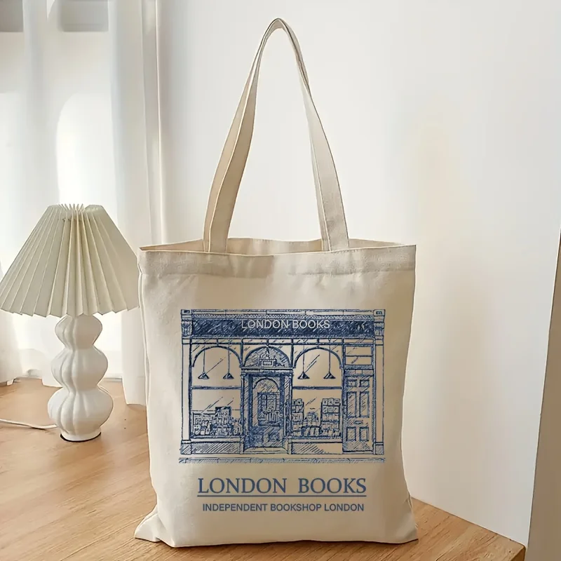 1pc "London Books" Shopping Bag, reusable tote for book lovers, London travel, library visits, a literary British gift. view 5