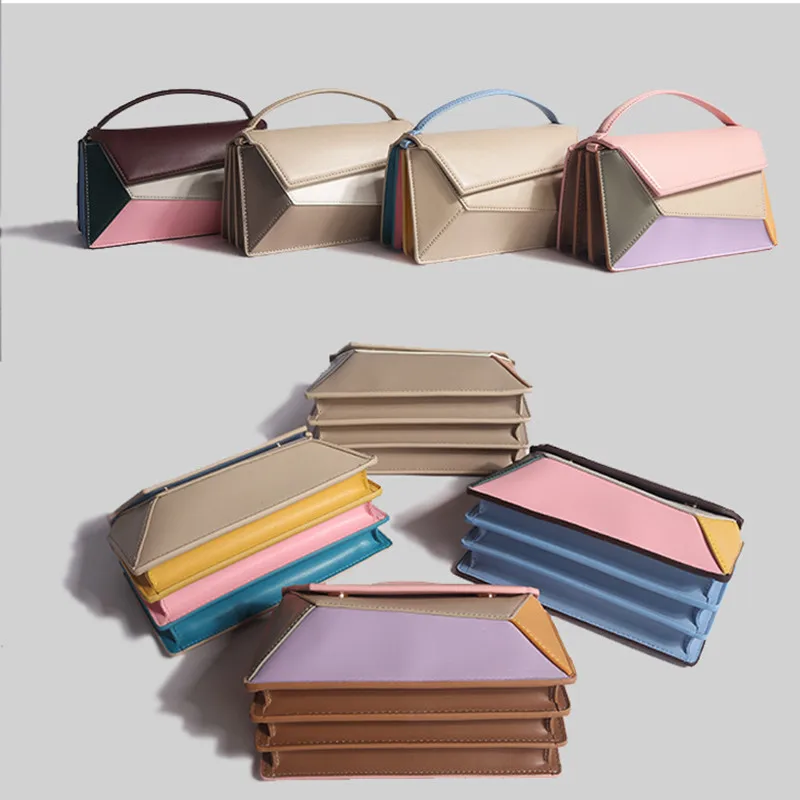 2025 ريترو حقائب جلدية مربعة تصميم عصري حمل فاخر مصمم امرأة هندسية أضعاف حقائب اليد الإناث بولي Crossbody حقيبة كتف