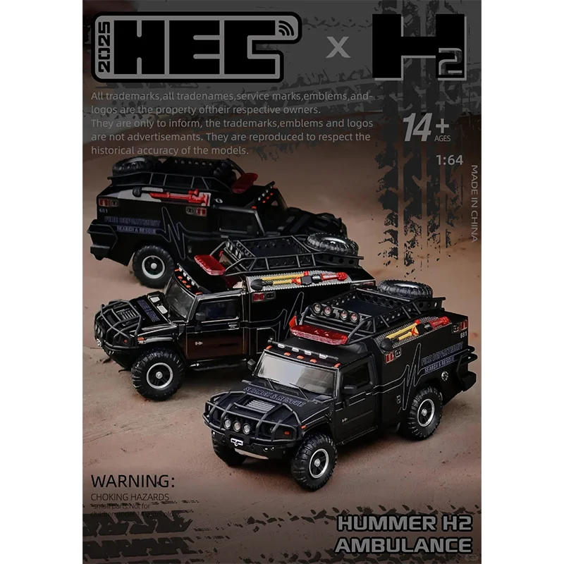 

MK Miniatures 1:64 Hummer H2 Ambulance Saboban-Los Angeles Fire Truck USCP 2025 Hangzhou Model Culture Festival Alloy Car Model