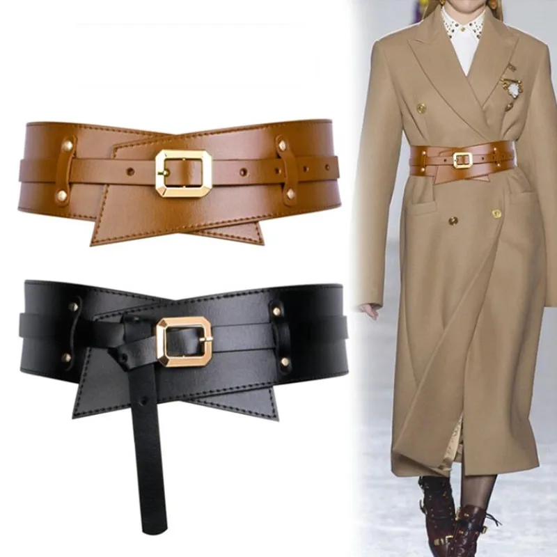 Ceinture large en cuir véritable pour femme, manteau assressentiavec jupe, ceinture de rétrécissement de la taille, joint de taille, environnement