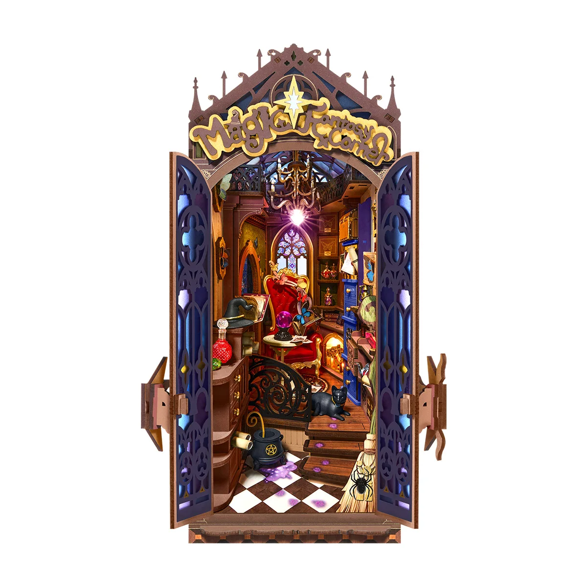 

Rolife Magic Fantasy Corner DIY Книжный уголок Полка Вставка Волшебный стиль Модель комнаты Комплект для настольного дисплея DIY Подарок для взрослых подростков