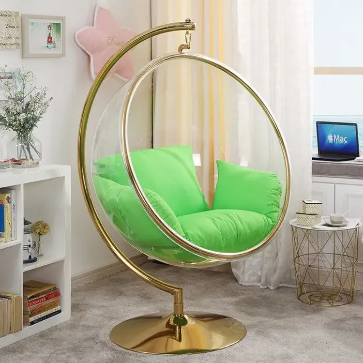 Milk Tea Shop Cafe Gold Chair Transparent Acrylic Swing Space Bubble Chair Hemisphere Cradle Chair Hanging Basket Chaise Lounge