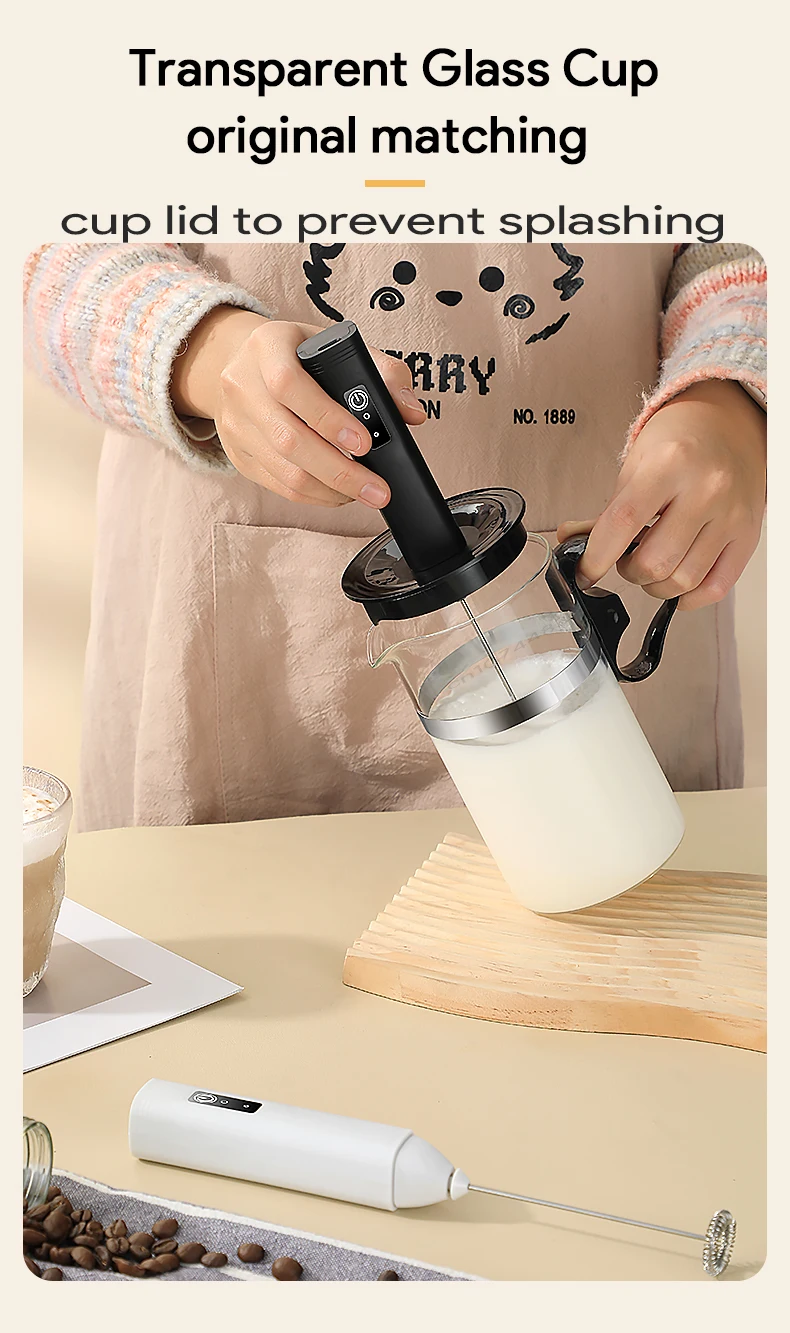 MINI Kaffeeaufschäumer USB wiederaufladbar 3 Geschwindigkeiten Schaumbereiter Kaffee Milch Mixer elektrischer Griff Mixer Schneebesen heiße Kochutensilien – Detail 23
