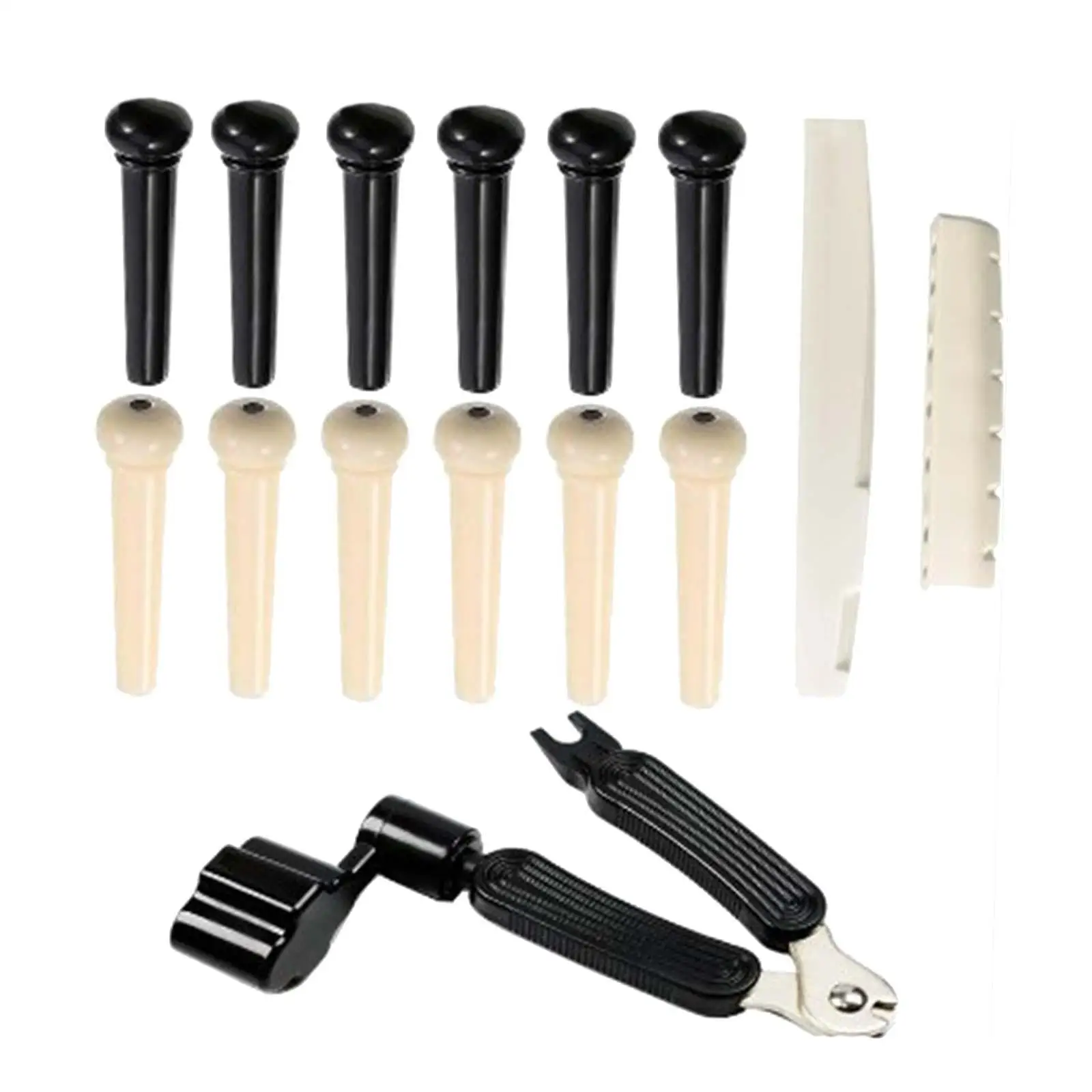 Guitar Bridge Saddle Nut Pin Remover Set Metallic Pegs Replacement Parts for Acoustic Folk Guitar Repairs and Maintenance