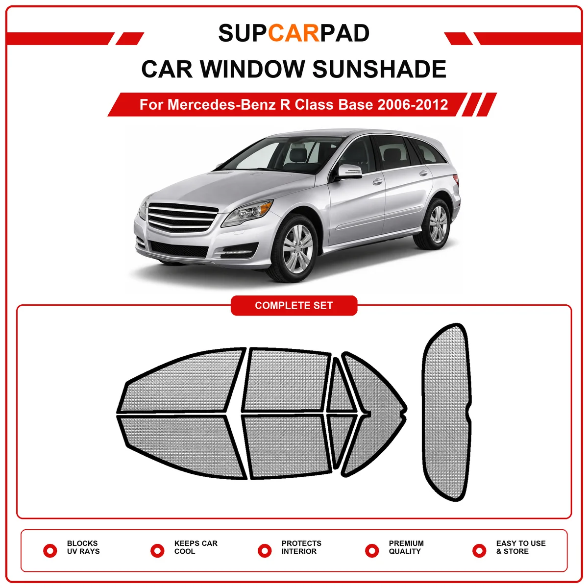 For Mercedes-Benz R Class Base 2006-2012 Pre‑Cut Auto Window Sunshade Anti‑UV Car Sun Visor Protector