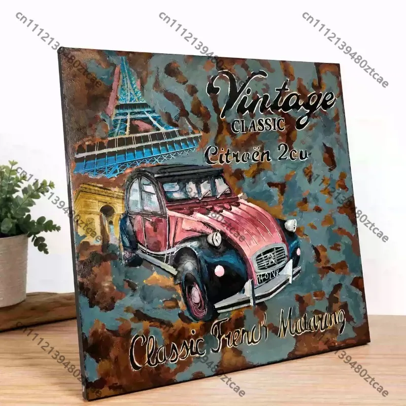 Retro 3D Metal Car Wall Decor, Vintage Automobile Themed Wall Hanging Craft, Wall Art Decoration for Cafe Bar Living Room Bedroo