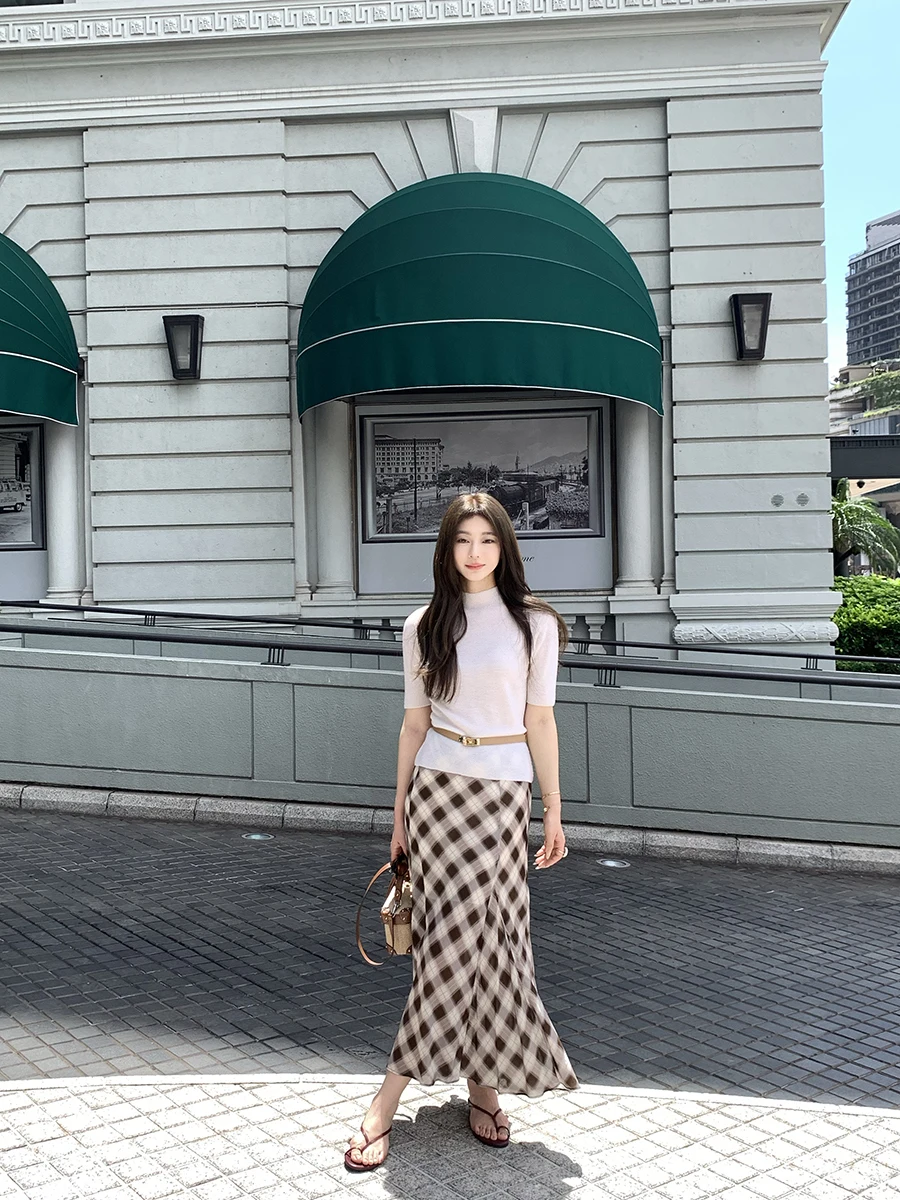 

Женский топ Anjiu Yue Sl с узором Fibone, вязаный, повседневный, универсальный, с высоким воротником, в корейском стиле