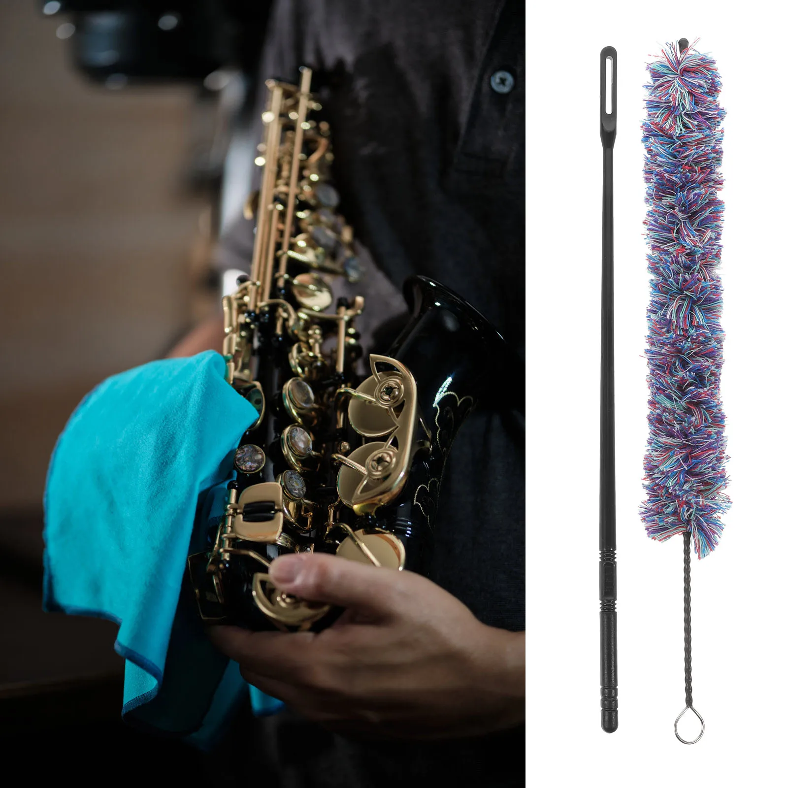 

Cleaning Swab Suitable for Saxophone Kits Brush Wipe Cloth Instrument Cleaner Supplies Metal