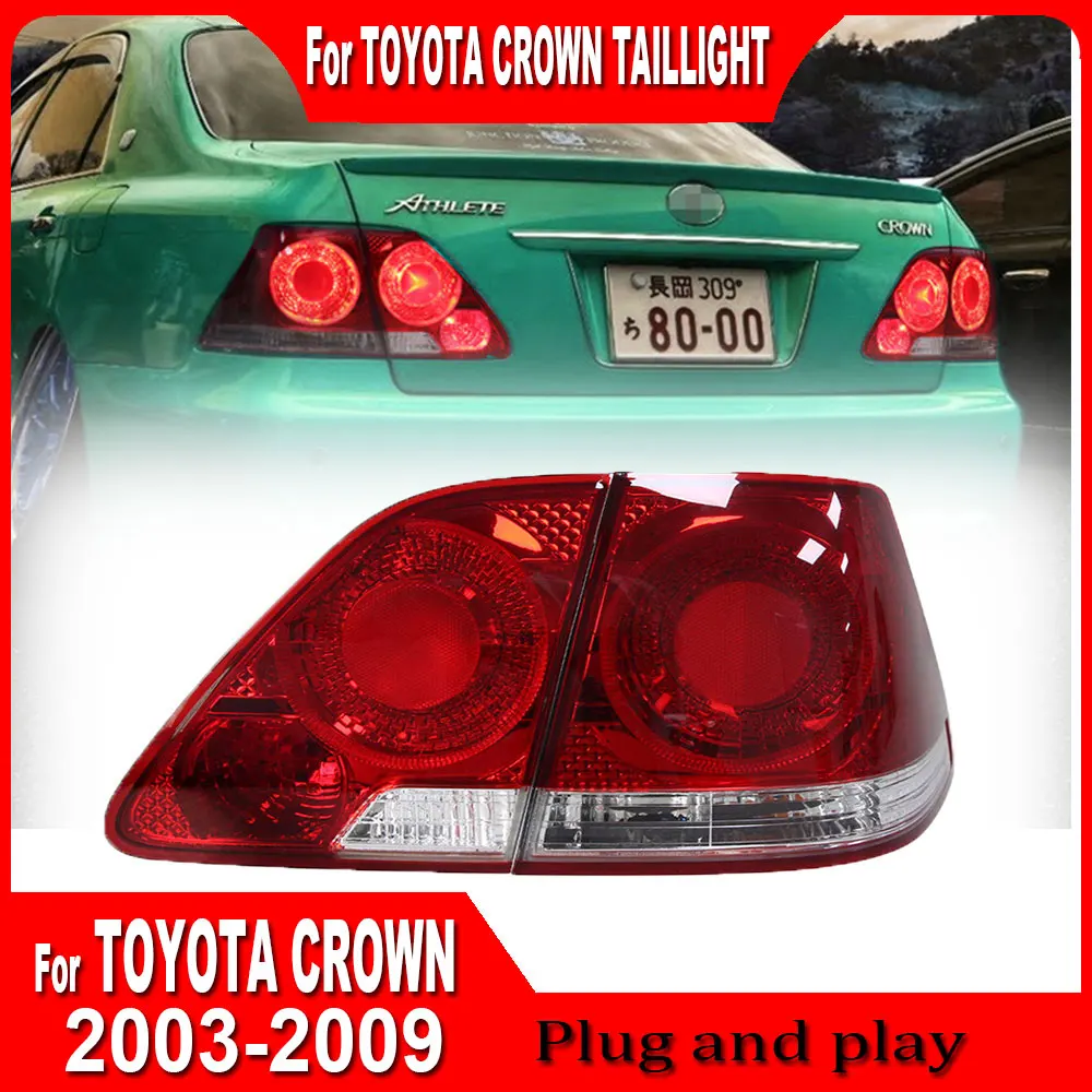 

2pcs Tail Lights For Toyota Crown 12th 2003-2009 Full LED Tail Lamp Dynamic Turn Signal Light Assembly Accessories Plug and play