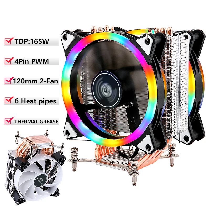 

PC High Performance Cooler 120mm CPU Fan Colorful lamp 3pin4pin 4/6 Heat Pipe Air-cooled install LGA2011 115x 1200 1700 x79 x99