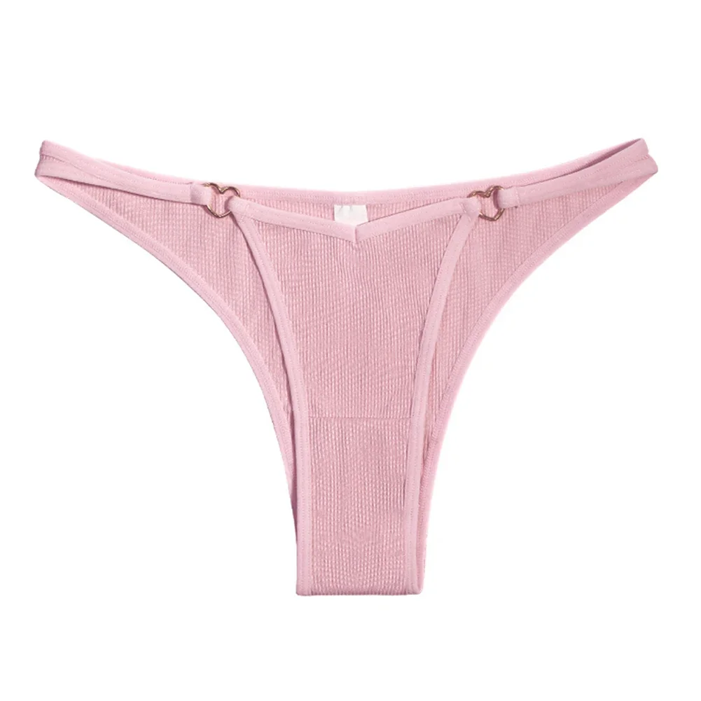 Bikini de corte alto para mujer, ropa interior suave, calzoncillos a rayas acanalados, bragas sólidas, calzoncillos cómodos