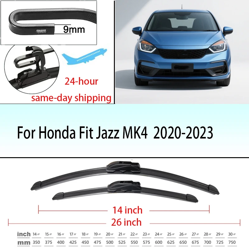 

For Honda Fit Jazz MK4 2020 2021 2022 2023 Front Windshield Wiper Blades 2pcs Windscreen Window Accessories 26+14