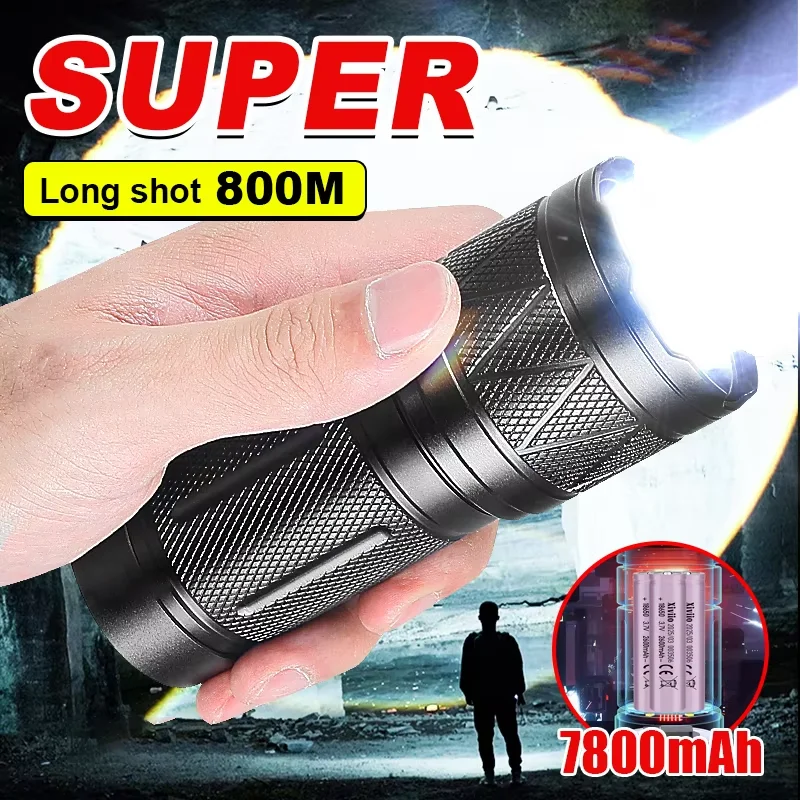 

2026 Upgrade Powerful Led Flashlights 7800mAh USB-C Rechargeable Flashlights High Power Zoom Torch Long Range Tactical Lantren